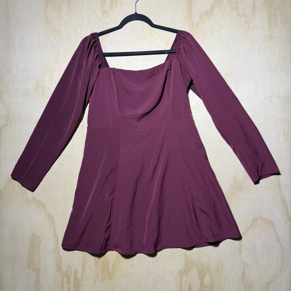 Abercrombie & Fitch Burgundy Babydoll Mini Dress Long Sleeve Size L